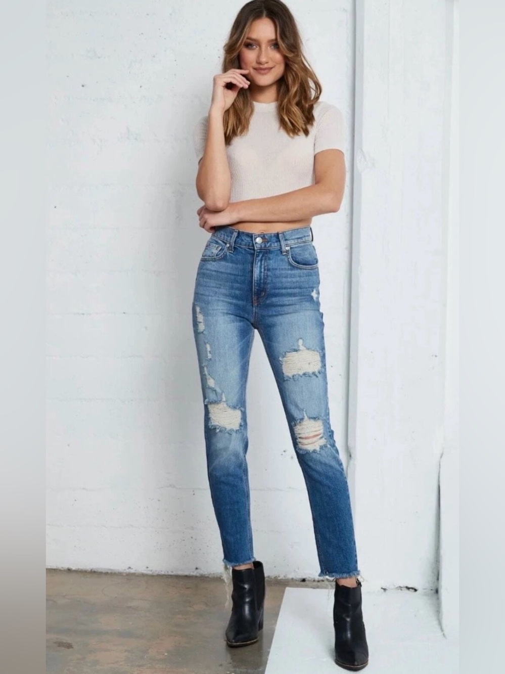 REVICE High-Rise Distressed Blue Women's Jeans